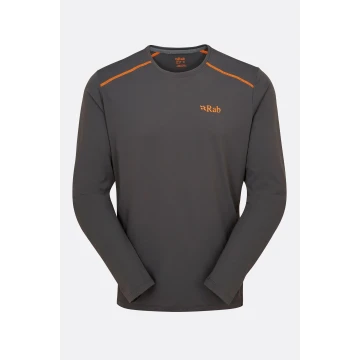 Футболка Rab Force LS Tee Graphene чорна/оранжева чоловіча