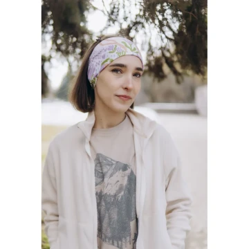 Пов'язка Turbat Scarf унісекс krokusy біла/фіолетова