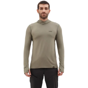 Термофутболка Turbat Hike Lite LS Hood Mns чоловіча tea olive оливкова